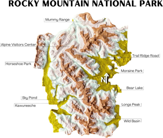 Rocky Mountain National Park 3D Topography Map Magnet