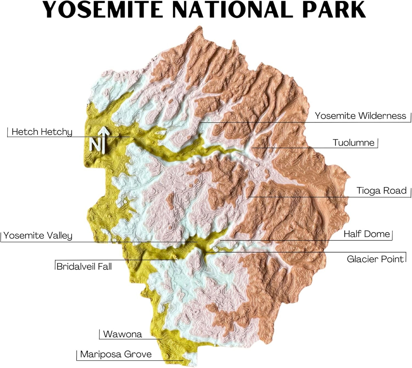 Yosemite National Park 3D Topography Map Magnet