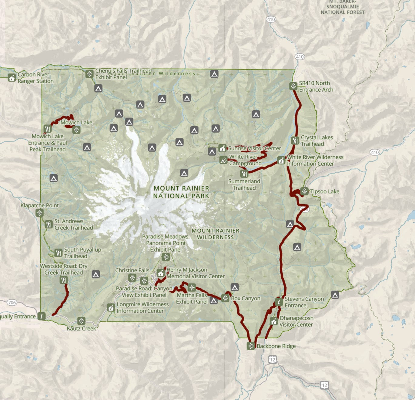 Mount Rainier National Park 3D Topography Map Magnet