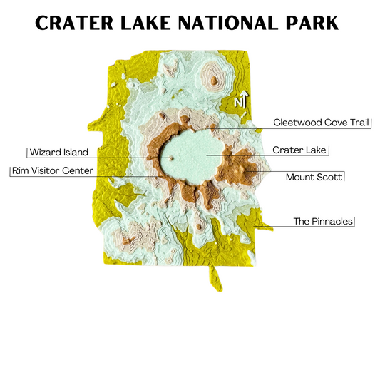 Crater Lake National Park 3D Topography Map gift souvenir magnet