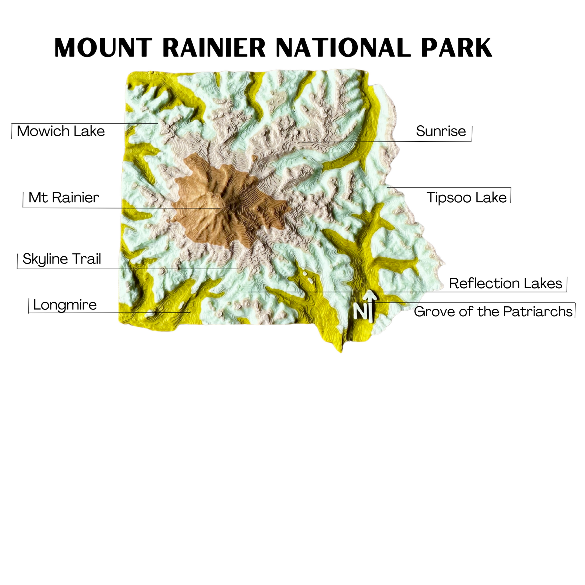 Mount Rainier National Park 3D Topography map souvenir gift magnet