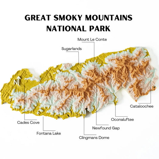 Great Smoky Mountains National Park 3D Topography Map Magnet