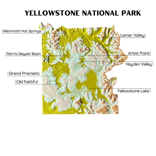 Yellowstone National Park 3D Topography Map gift souvenir magnet