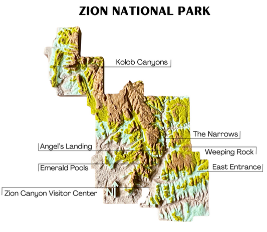 Zion National Park 3D Topography Map Magnet
